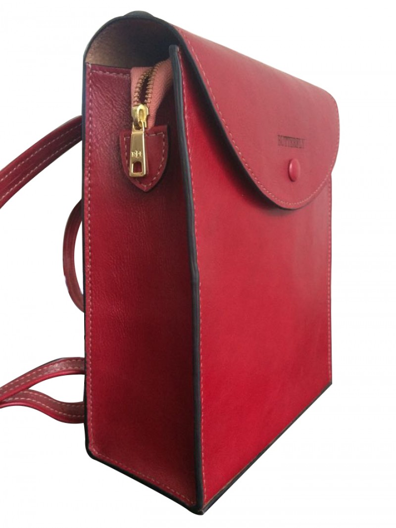 red leather backpack purse