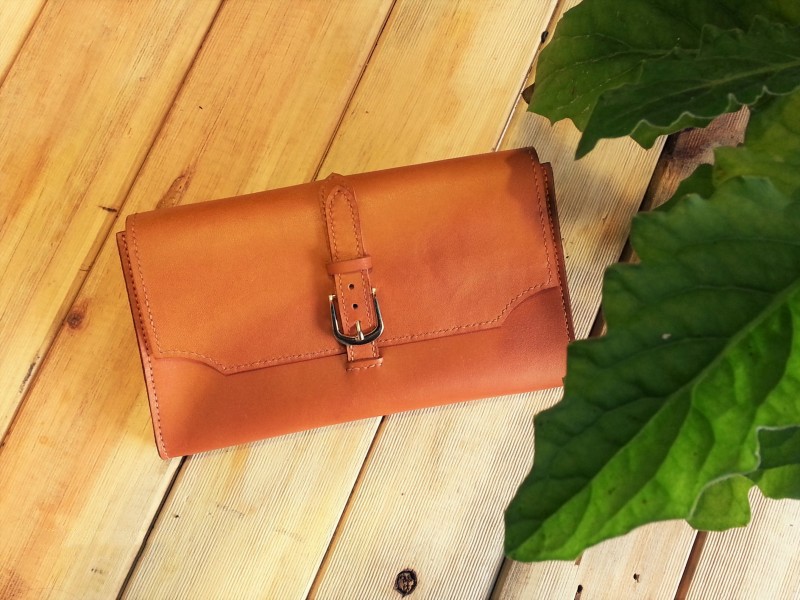 handmade leather clutch